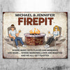 Firepit Where Music Gets Played And Memories Are Made - Couple Personalized Custom Metal Sign - Gift For Husband Wife, Anniversary, Camping Lovers
