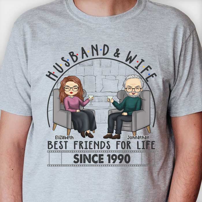 Husband & Wife Are Best Friends For Life - Personalized Unisex T-shirt, Hoodie, Sweatshirt - Gift For Couple, Husband Wife, Anniversary, Engagement, Wedding, Marriage Gift