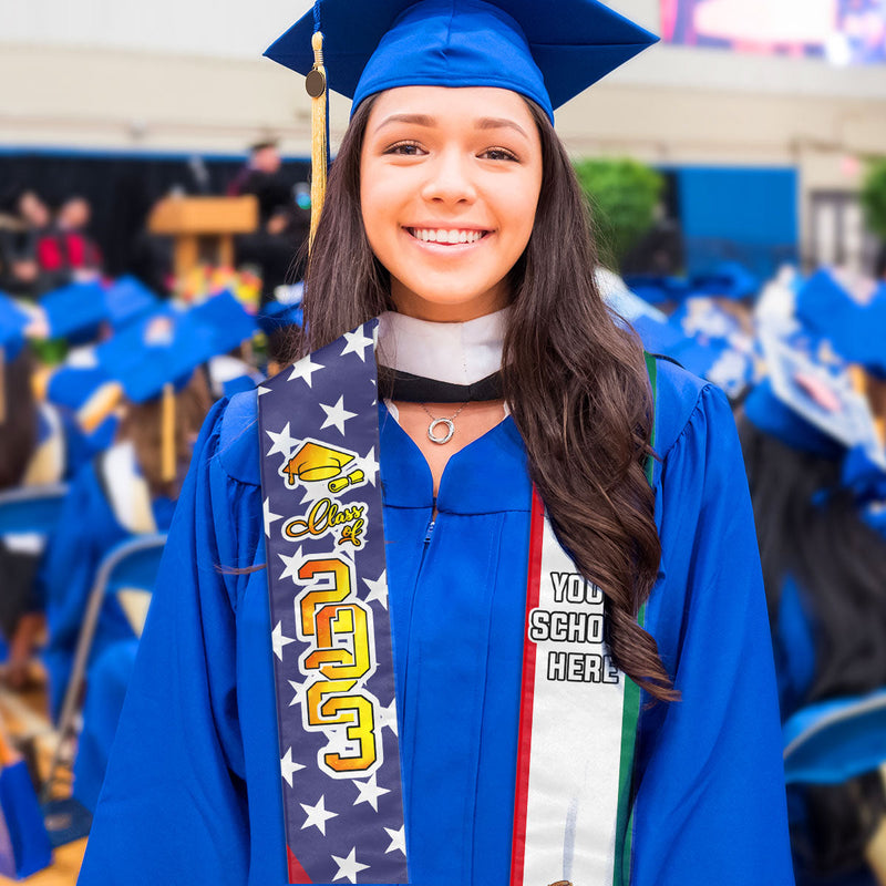 Country Flag Class of 2024 Best Gift For Graduation's Day - Personalized Graduation Stole