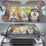 Funny Pets Driving Car - Personalized Custom Auto Sunshade - Gift For Pet Owners, Pet Lovers