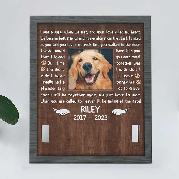 11x9in Pet Collar Frame - Memorial Personalized Custom Pet Loss Sign - Pet Memorial Gifts, Dog Memorial Gifts For Loss Of Dog, Dog Memorial Picture Frame, Pet Memorial Frame