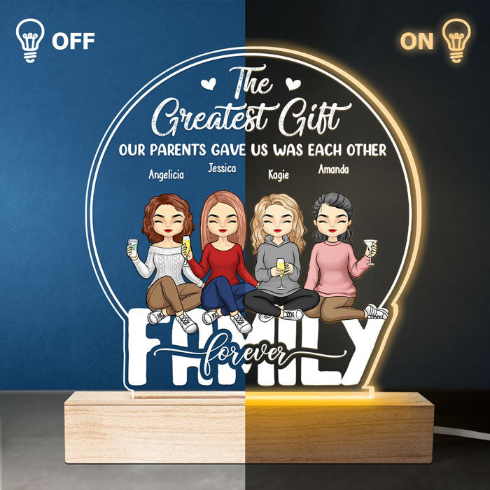 Siblings Forever - Family Personalized Custom Snow Globe Shaped 3D LED Light - Mother's Day, Gift For Family Members