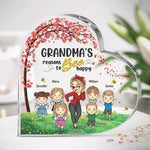 Grandma Reasons Bee Happy - Family Personalized Custom Heart Shaped Acrylic Plaque - Mother's Day, Birthday Gift For Grandma