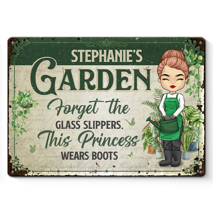 This Princess Wears Boots - Garden Personalized Custom Home Decor Metal Sign - House Warming Gift For Gardening Lovers