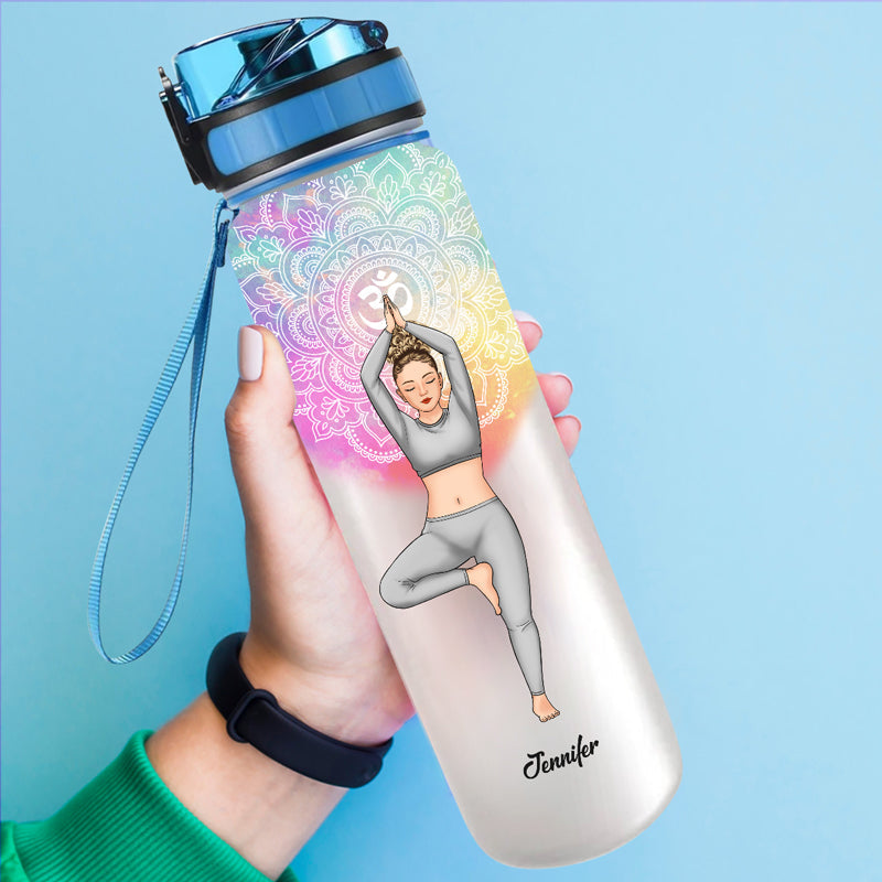 Quiet Your Mind Free Your Body - Yoga Personalized Custom Water Tracker Bottle - Gift For Yoga Lovers