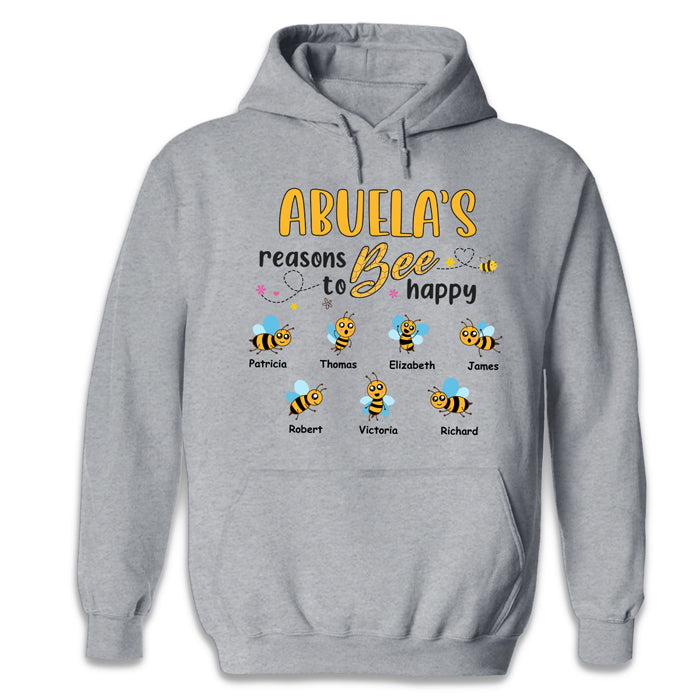 A Grandma's Happy Beacause Of Her Children - Family Personalized Custom Unisex T-shirt, Hoodie, Sweatshirt -  Mother's Day, Birthday Gift For Grandma