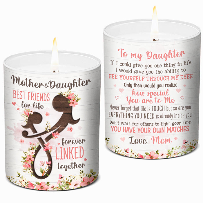 Mother & Daughter, Best Friends For Life - Family Personalized Custom Smokeless Scented Candle - Gift For Daughter From Mother