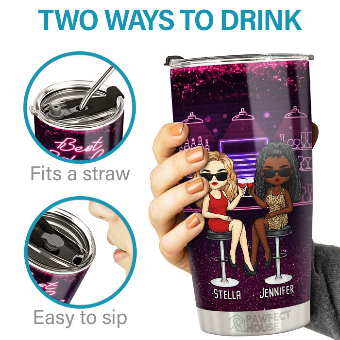 Here's To Another Year Of Bonding Over Alcohol - Bestie Personalized Custom Tumbler - Gift For Best Friends, BFF, Sisters