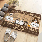 A Crazy Cat Lady And A Grumpy Old Man - Couple Personalized Custom Decorative Mat - Gift For Couples, Pet Owners, Pet Lovers