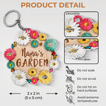 The Most Beautiful Garden In The World - Family Personalized Custom Flower Shaped Acrylic Keychain - Mother's Day, Birthday Gift For Grandma