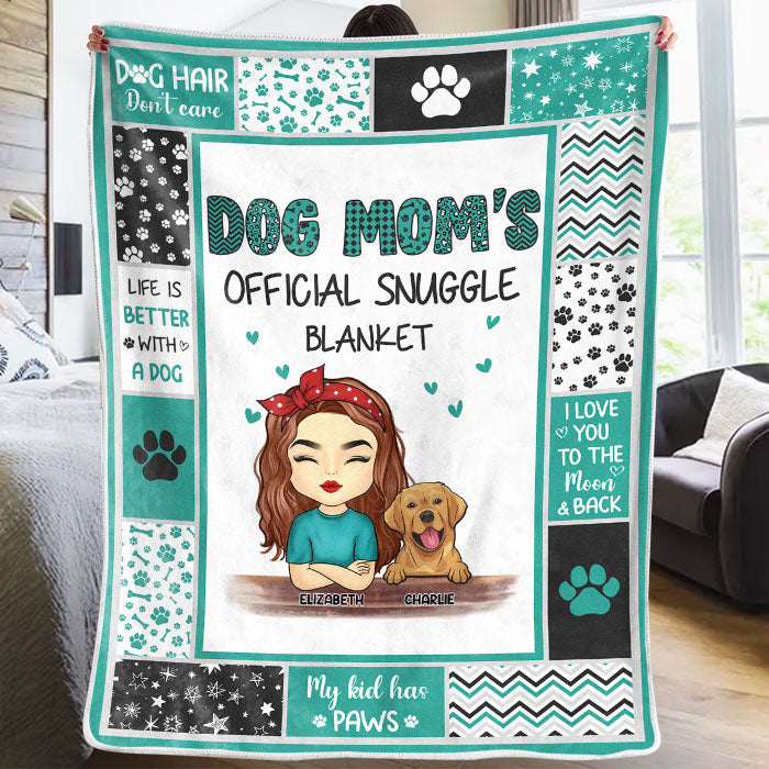 Fur Baby's Mom Official Snuggle Blanket - Dog & Cat Personalized Custom Blanket - Gift For Pet Owners, Pet Lovers