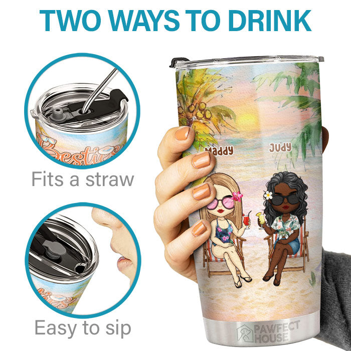 Here's To Another Year Of Bonding Over Alcohol - Personalized Tumbler - Gift For Bestie