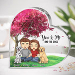 You, Me And The Fur Babies - Couple Personalized Custom Heart Shaped Acrylic Plaque - Gift For Couples, Pet Owners, Pet Lovers