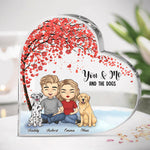 You, Me And The Fur Babies - Couple Personalized Custom Heart Shaped Acrylic Plaque - Gift For Couples, Pet Owners, Pet Lovers