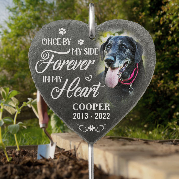 You're Always In My Heart - Personalized Memorial Garden Slate & Hook - Cemetery Decorations For Grave, Dog Memorial Gifts, Loss Of Dog Sympathy Gift, Dog Memorial Stone