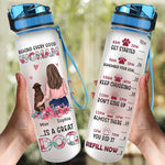 Just A Woman Who Loves Her Dogs - Dog Personalized Custom Water Tracker Bottle - Gift For Pet Owners, Pet Lovers