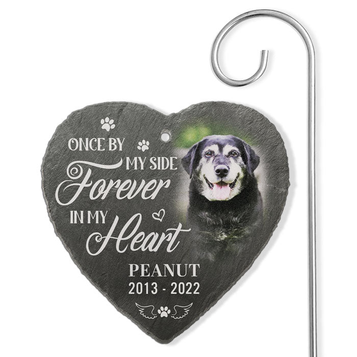 You're Always In My Heart - Personalized Memorial Garden Slate & Hook - Cemetery Decorations For Grave, Dog Memorial Gifts, Loss Of Dog Sympathy Gift, Dog Memorial Stone