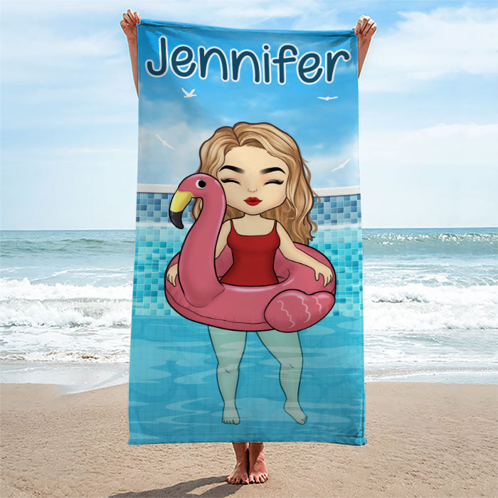 Let's Make A Plash At The Pool Party - Bestie Personalized Custom Beach Towel - Gift For Best Friends, BFF, Sisters
