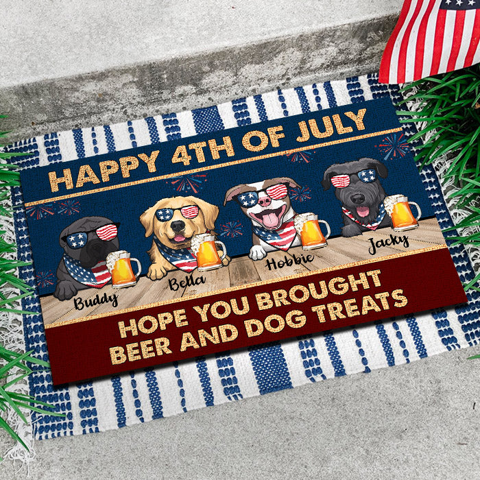 Happy Independence Day Hope You Brought Beer And Dog Treats - 4th Of July Funny Personalized Pet Decorative Mat (Cat & Dog)
