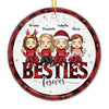 Besties By Heart - Bestie Personalized Custom Ornament - Ceramic Round Shaped - Christmas Gift For Best Friends, BFF, Sisters