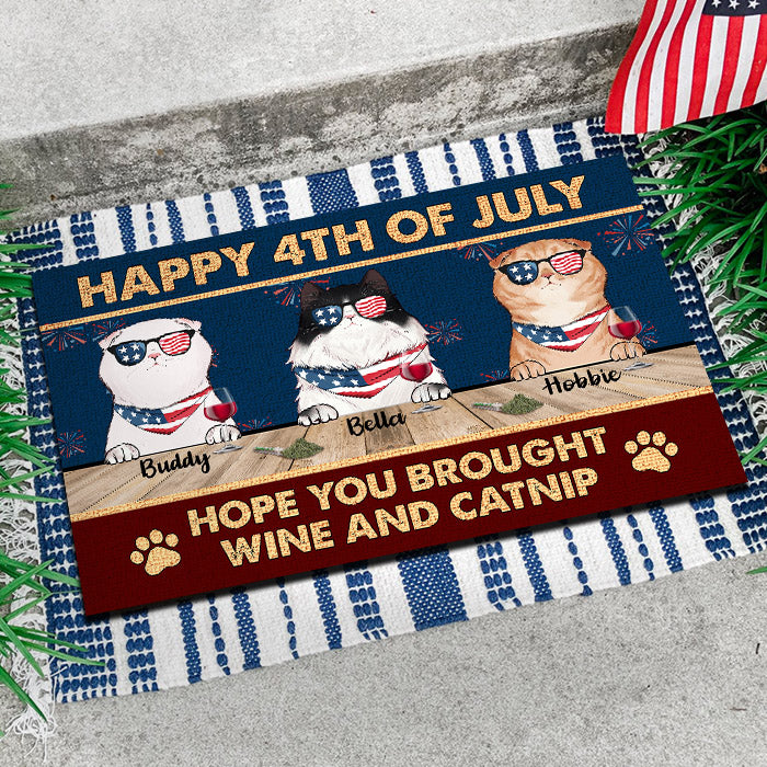 Happy Independence Day Hope You Brought Wine And Catnip - 4th Of July Funny Personalized Pet Decorative Mat (Cat & Dog)