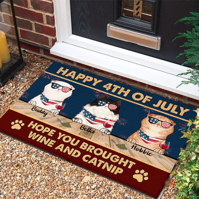 Happy Independence Day Hope You Brought Wine And Catnip - 4th Of July Funny Personalized Pet Decorative Mat (Cat & Dog)