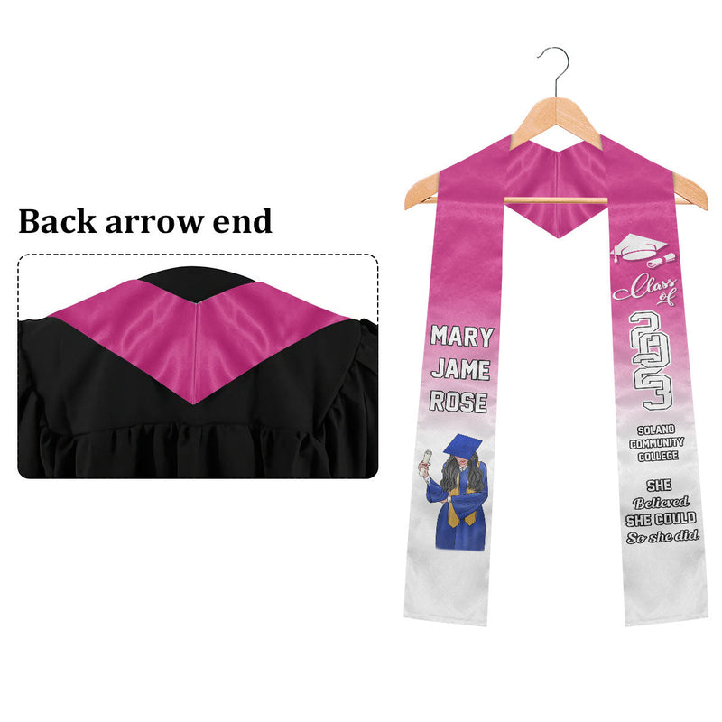 Class of 2024 - She Believed She Could So She Did - Personalized Graduation Stole