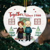 Christmas Together Since - Personalized Custom Heart Shaped Ceramic Christmas Ornament - Gift For Couple, Husband Wife, Anniversary, Engagement, Wedding, Marriage Gift, Christmas Gift