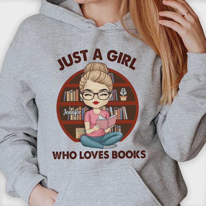 A Girl Who Loves Reading Books - Personalized Unisex T-shirt, Hoodie