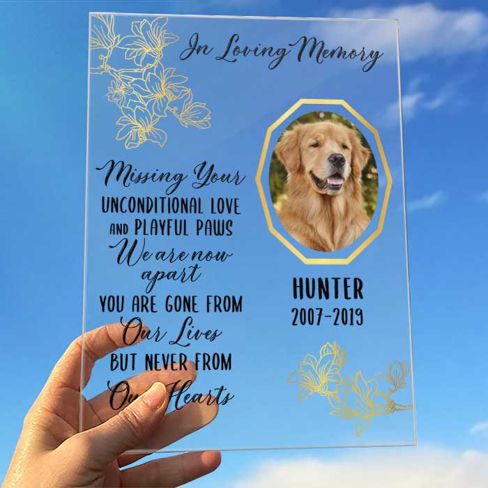 Missing You Unconditional Love And Playful Paws - Upload Image - Personalized Acrylic Plaque