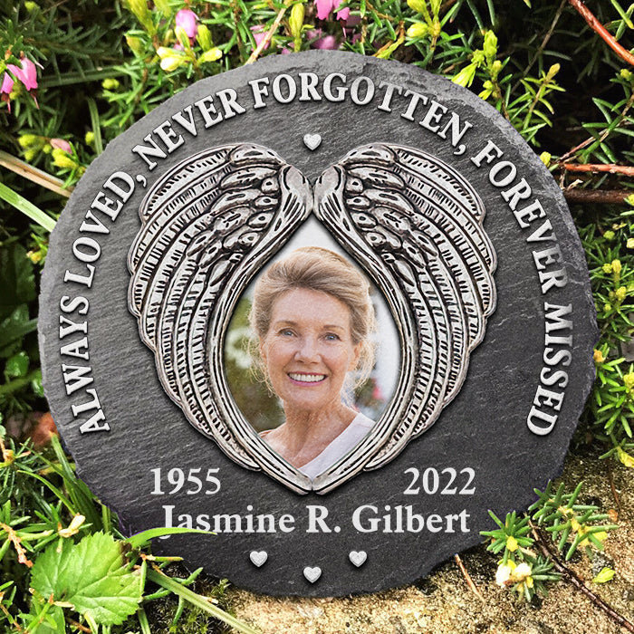 Always Loved, Never Forgotten, Forever Missed - Personalized Memorial Stone, Human Grave Marker - Upload Image, Memorial Gift, Sympathy Gift