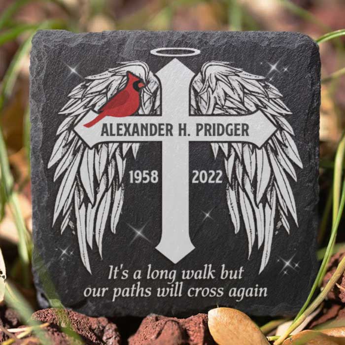 It's A Long Walk, But Our Paths Will Cross Again - Personalized Memorial Stone, Human Grave Marker - Memorial Gift, Sympathy Gift