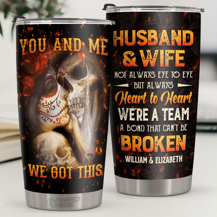 Not Always Eye To Eye But Always Heart To Heart - Personalized Tumbler - Gift For Couple, Husband Wife, Anniversary, Engagement, Wedding, Marriage Gift