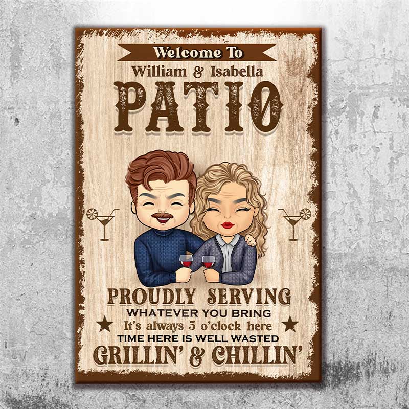 Welcome To Our Patio - Gift For Couples, Husband Wife, Personalized Metal Sign