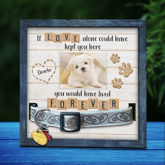If Love Alone Could Have Kept You Here, You Would Have Lived Forever - Memorial Personalized Custom Pet Loss Sign, Collar Frame - Upload Image, Sympathy Gift, Gift For Pet Owners, Pet Lovers
