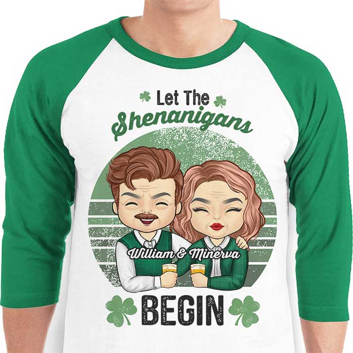 Hey! The Shenanigans Will Begin - Gift For Couples, Husband Wife, Personalized St. Patrick's Day Unisex Raglan Shirt