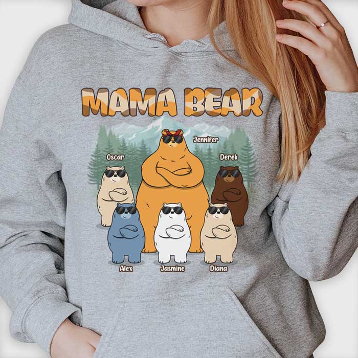 Mama & Kids Bears Family - Personalized Unisex T-shirt, Hoodie - Gift For Mom, Grandma