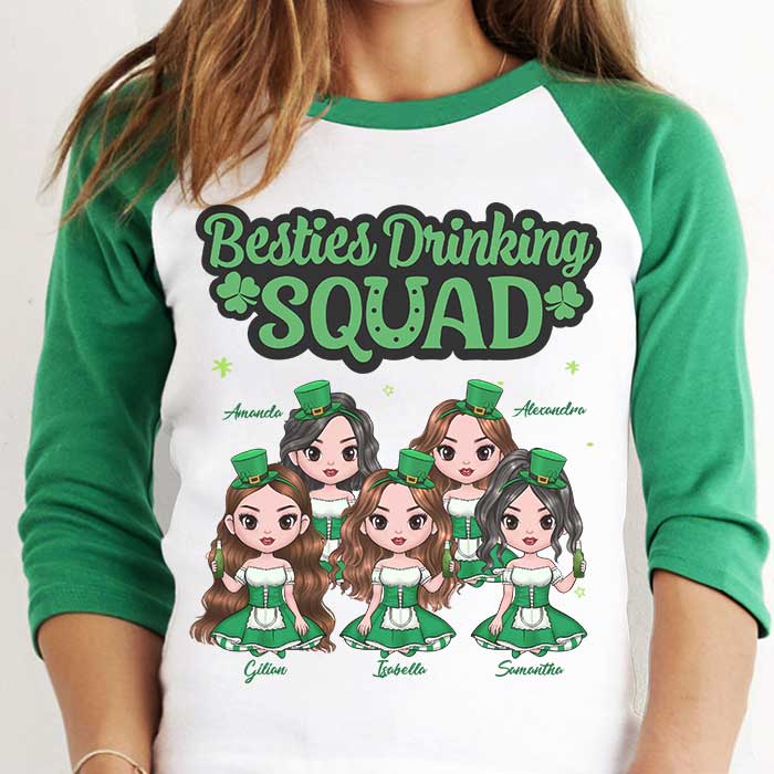 We're A Drinking Squad - Gift For Besties, Personalized St. Patrick's Day Unisex Raglan Shirt