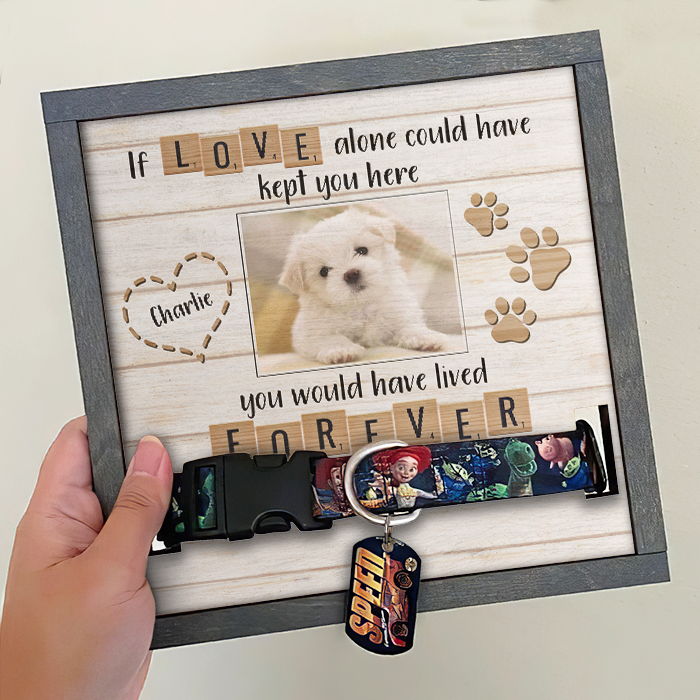 If Love Alone Could Have Kept You Here, You Would Have Lived Forever - Memorial Personalized Custom Pet Loss Sign, Collar Frame - Upload Image, Sympathy Gift, Gift For Pet Owners, Pet Lovers
