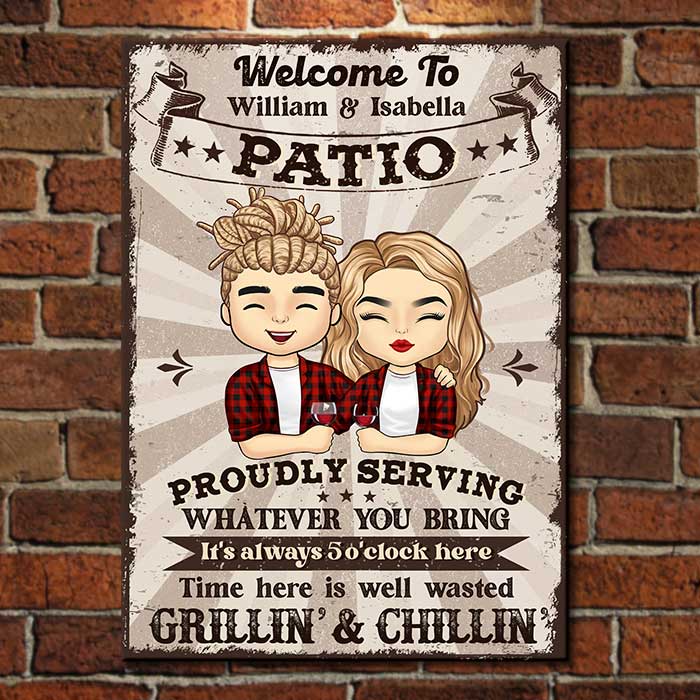 Time Here Is Well Wasted - Gift For Couples, Husband Wife, Personalized Metal Sign