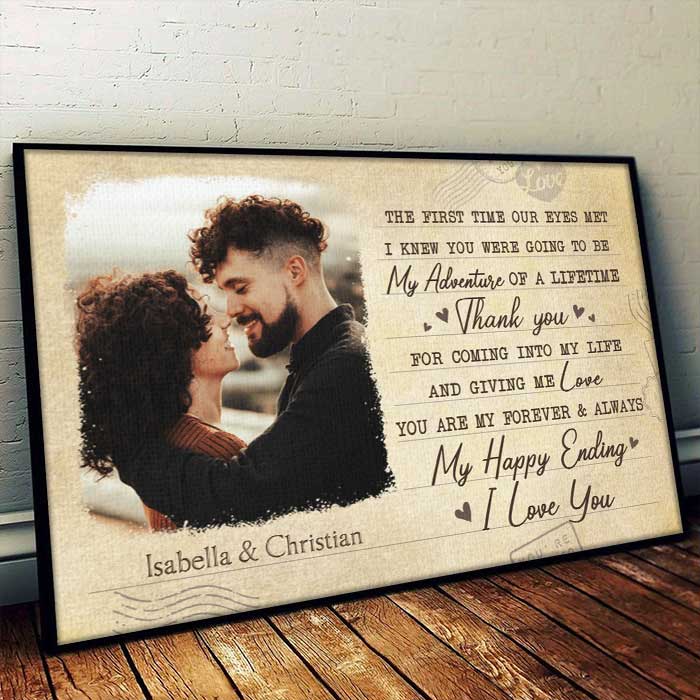 You Are My Happy Ending - Upload Image, Gift For Couples - Personalized Horizontal Poster