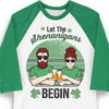 Let's Begin The Shenanigans - Gift For Couples, Husband Wife, Personalized St. Patrick's Day Unisex Raglan Shirt