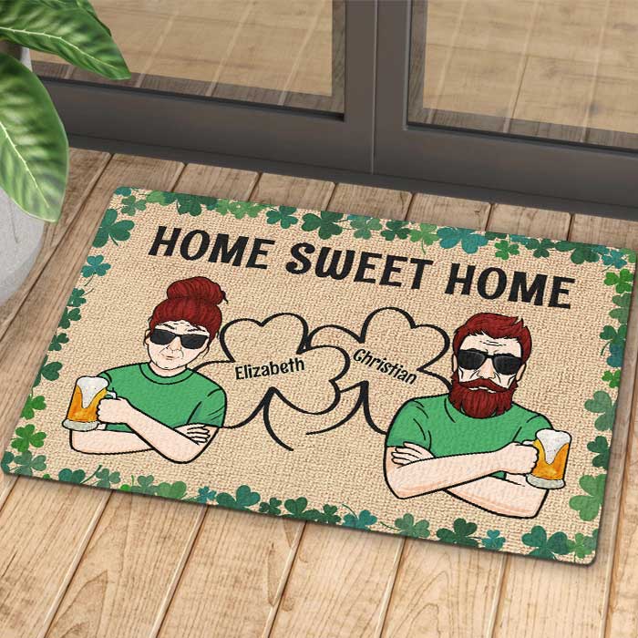 Home Sweet Home - Gift For Couples, Husband Wife, St. Patrick's Day, Personalized Decorative Mat