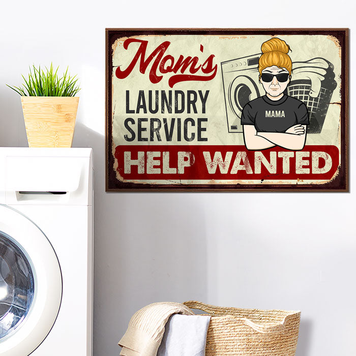 Mom's Laundry Service Help Wanted - Gift For Mom, Personalized Horizontal Poster