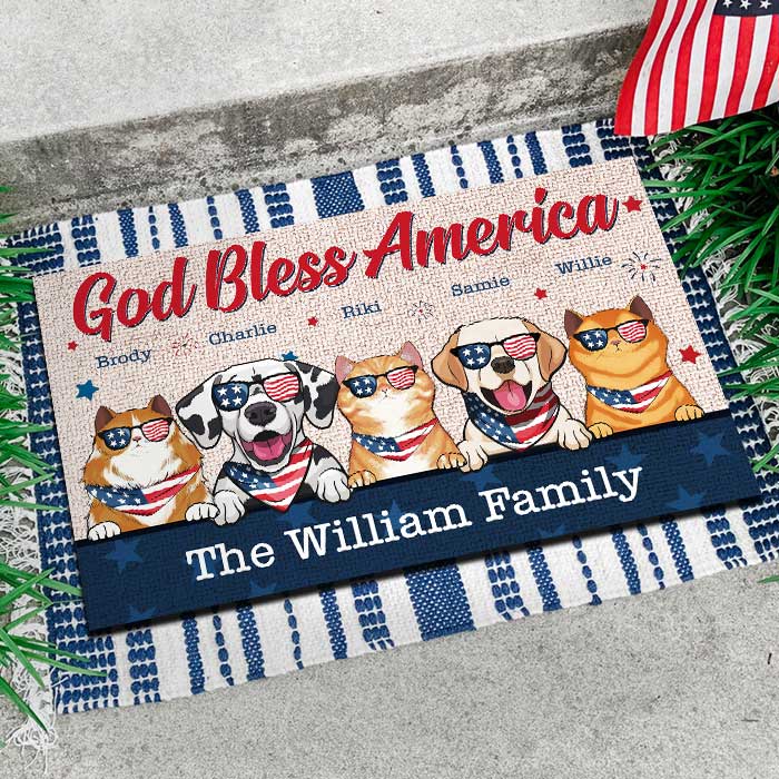 God Bless America - Customized Text - 4th Of July Funny Personalized Pet Decorative Mat (Cat & Dog)