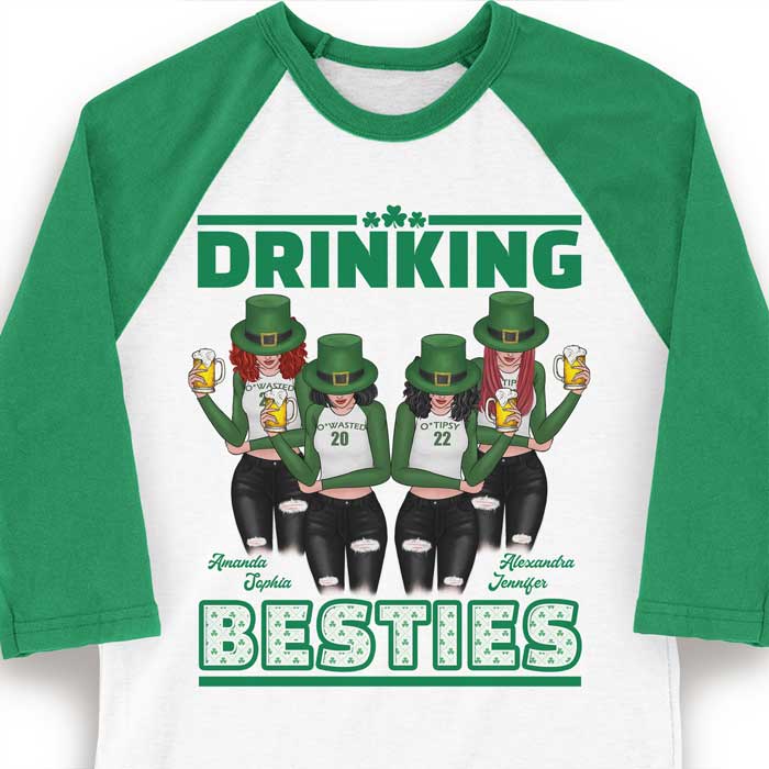 Beer Friends Forever Drinking - Gift For Besties, Personalized St. Patrick's Day Unisex Raglan Shirt