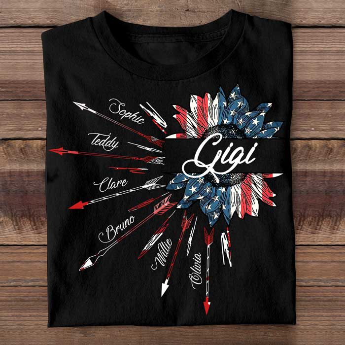 Arrow American Nana- Gift For 4th Of July - Personalized Unisex T-Shirt