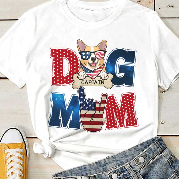 American Dog Mom - Gifts For 4th Of July - Personalized Unisex T-Shirt