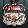 Warning - This Property Is Protected By Our Dogs - Personalized Shaped Door Sign