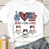 Peace Love Cats - Gift For 4th Of July, Personalized Unisex T-Shirt